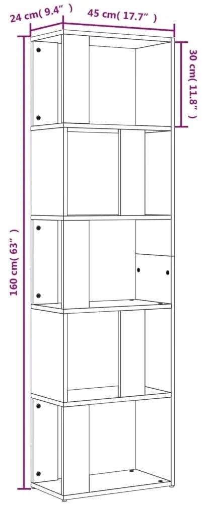 Estante 45x24x160 cm derivados de madeira cinzento sonoma