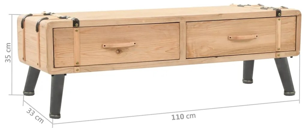 Móvel de TV madeira de abeto maciça 110x33x35 cm