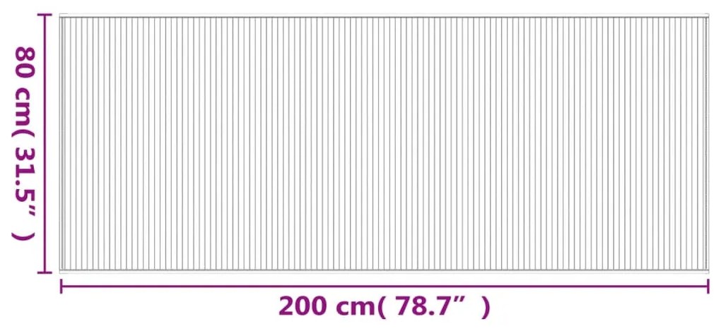 Tapete retangular 80x200 cm bambu preto