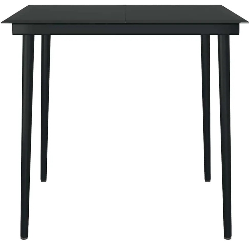 Conjunto de jantar jardim 5 peças vidro vime PE preto