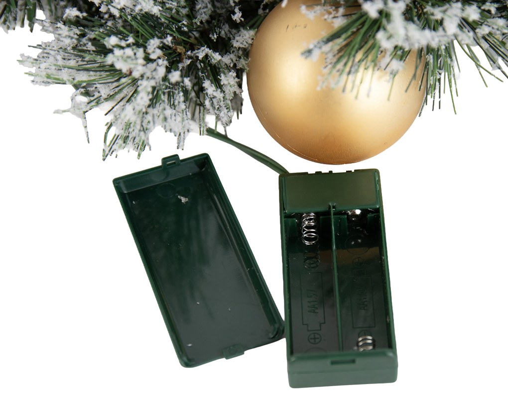 Grinalda de Natal branca com dourado 45cm incl. LED com temporizador - Jack