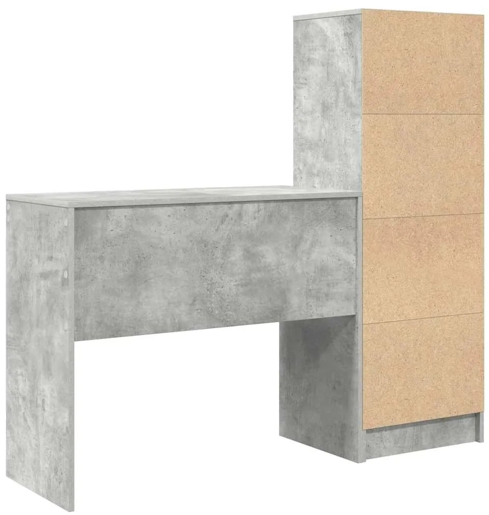 Mesa com Armazenamento Cinza Concreto Madeira Derivada