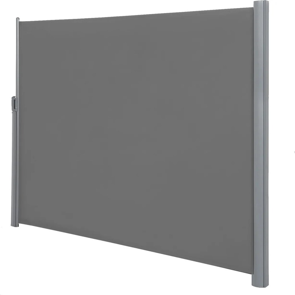 Toldo lateral 180 x 400 cm com caixa em liga de alumínio, extensível, opaco cinzento