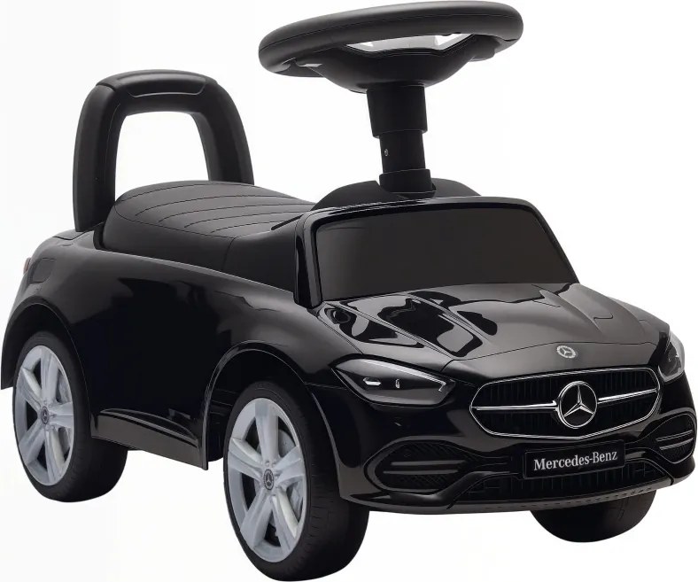 Carro Andador para Crianças Mercedes-Benz Classe C com Buzina Volante Sons de Motor e Espaço de Armazenamento 65x28x39 cm Preto