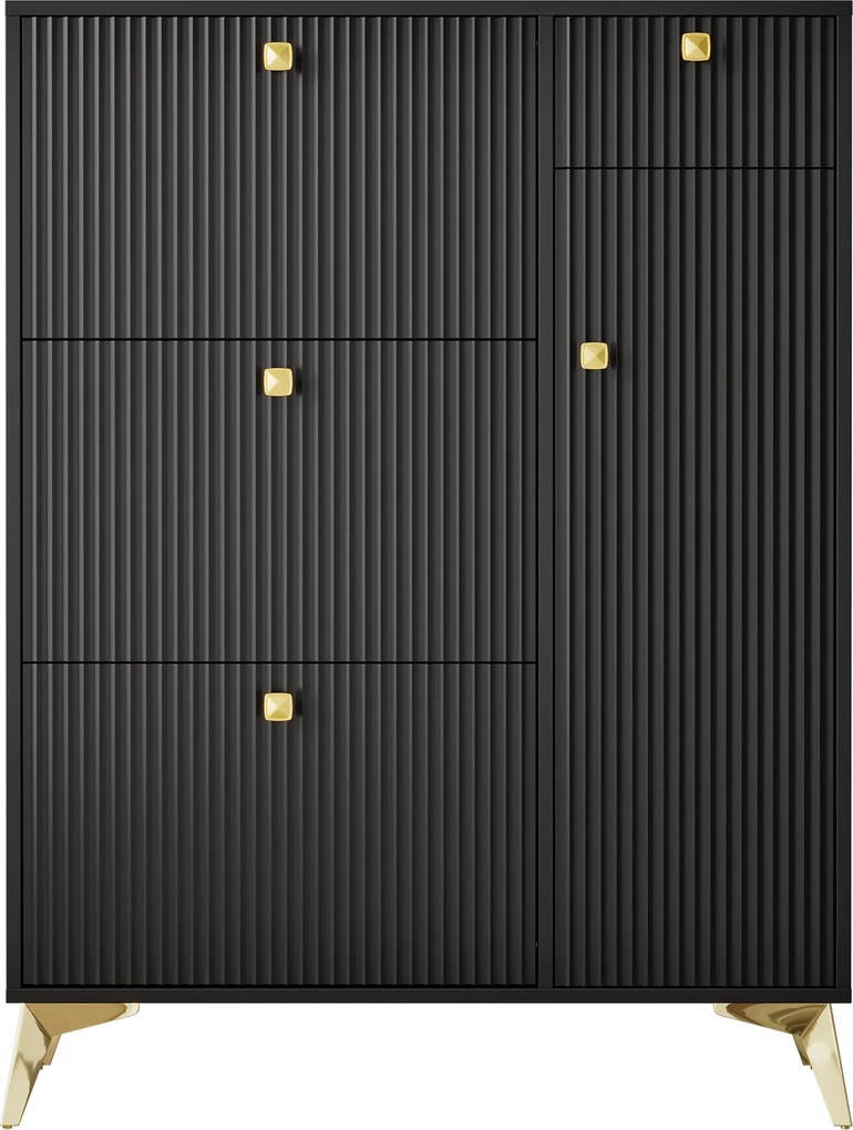 Sapateira com 3 portas basculantes, Preto | AOSOM Portugal