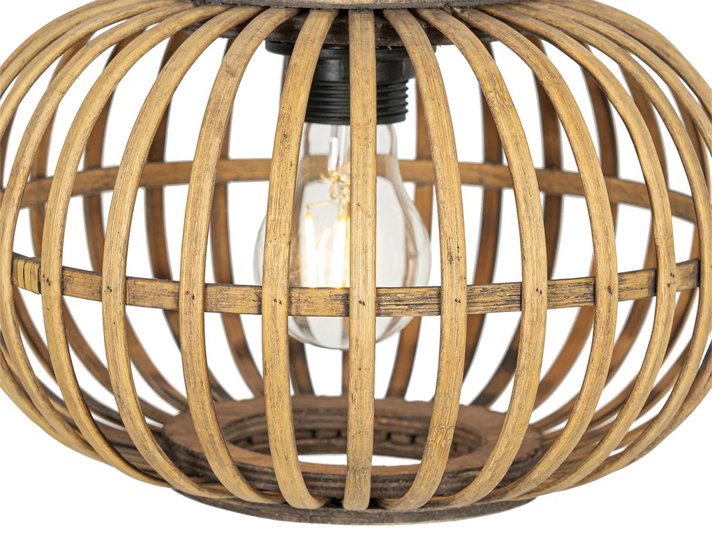 Candeeiro de suspensão oriental em bambu 3 luzes redondo - Amira