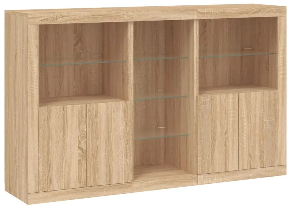 Aparador com luzes LED 162x37x100 cm carvalho sonoma