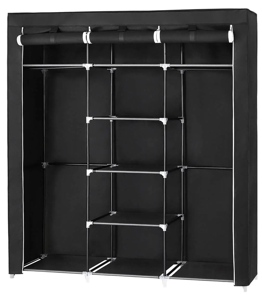 Armário dobrável de tecido com 2 varões para roupas | SONGMICS | 150 x 45 x 175 cm | preto | RYG12B.