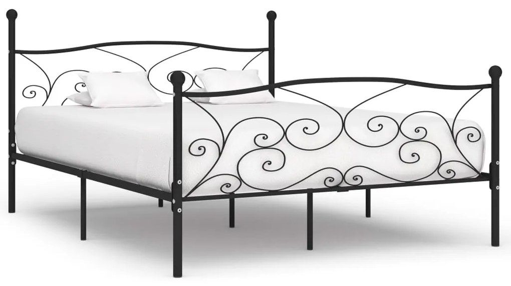 vidaXL Estrutura de cama com estrado de ripas 200x200 cm metal preto