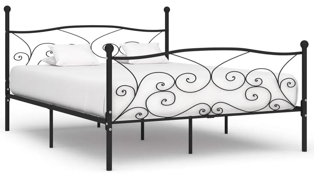 Estrutura de cama com estrado de ripas 200x200 cm metal preto
