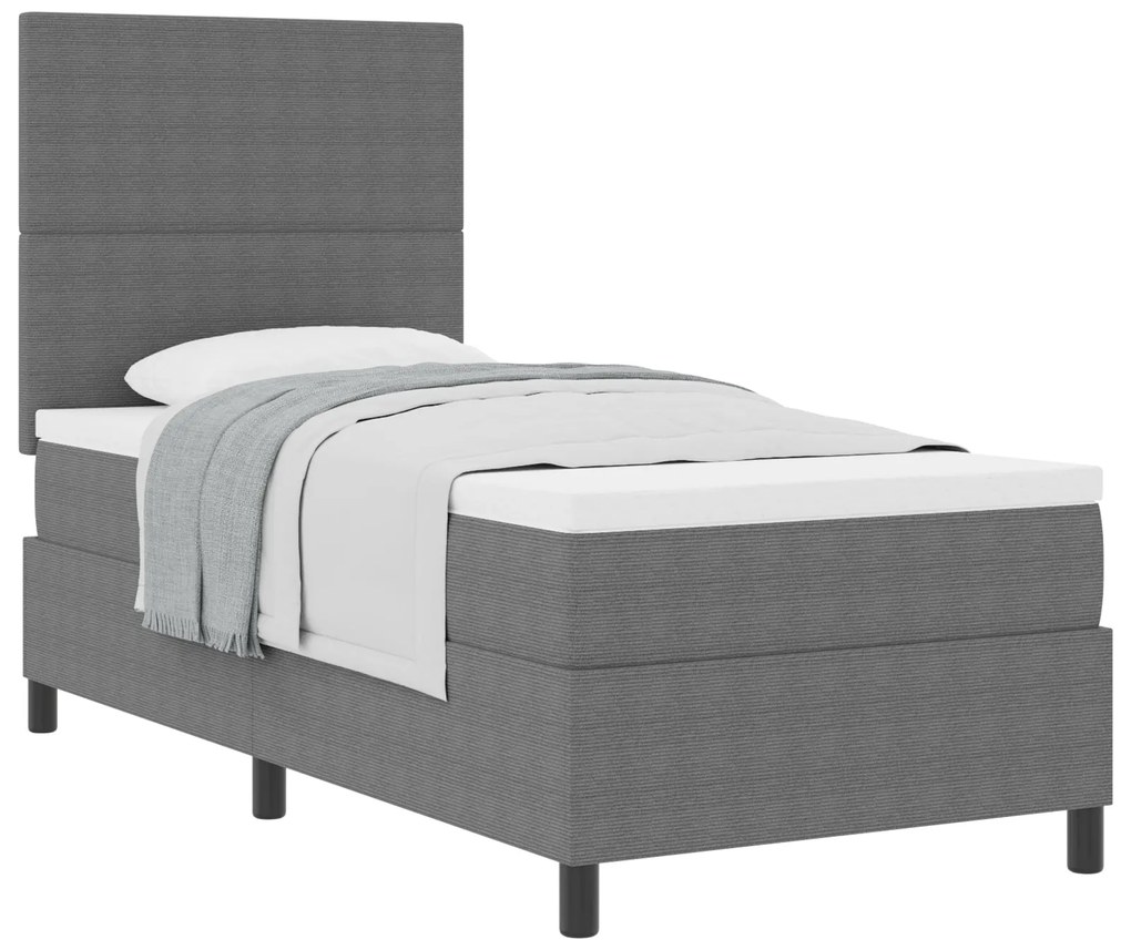 Cama Box Spring com Colchão Cinza Claro 90x200 cm Tecido de Veludo Cot