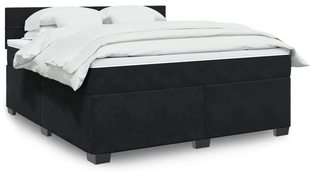 Cama com molas/colchão 180x200 cm veludo preto