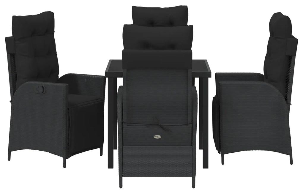 Conjunto de Jantar de Jardim 5 Peças Preto Vime Poly