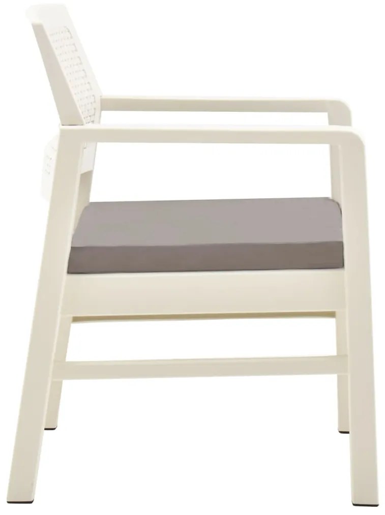 Conjunto lounge para jardim 3 pcs plástico branco