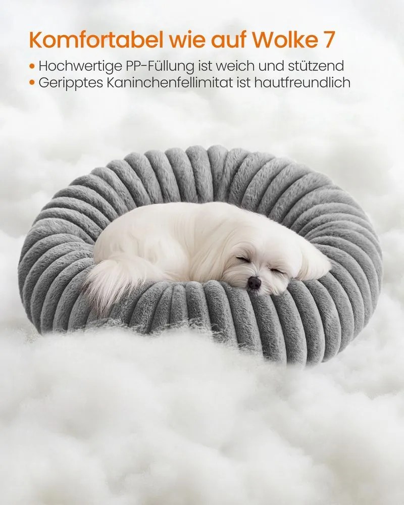 Cama para cães com 60 cm de diâmetro, lavável, cinzento