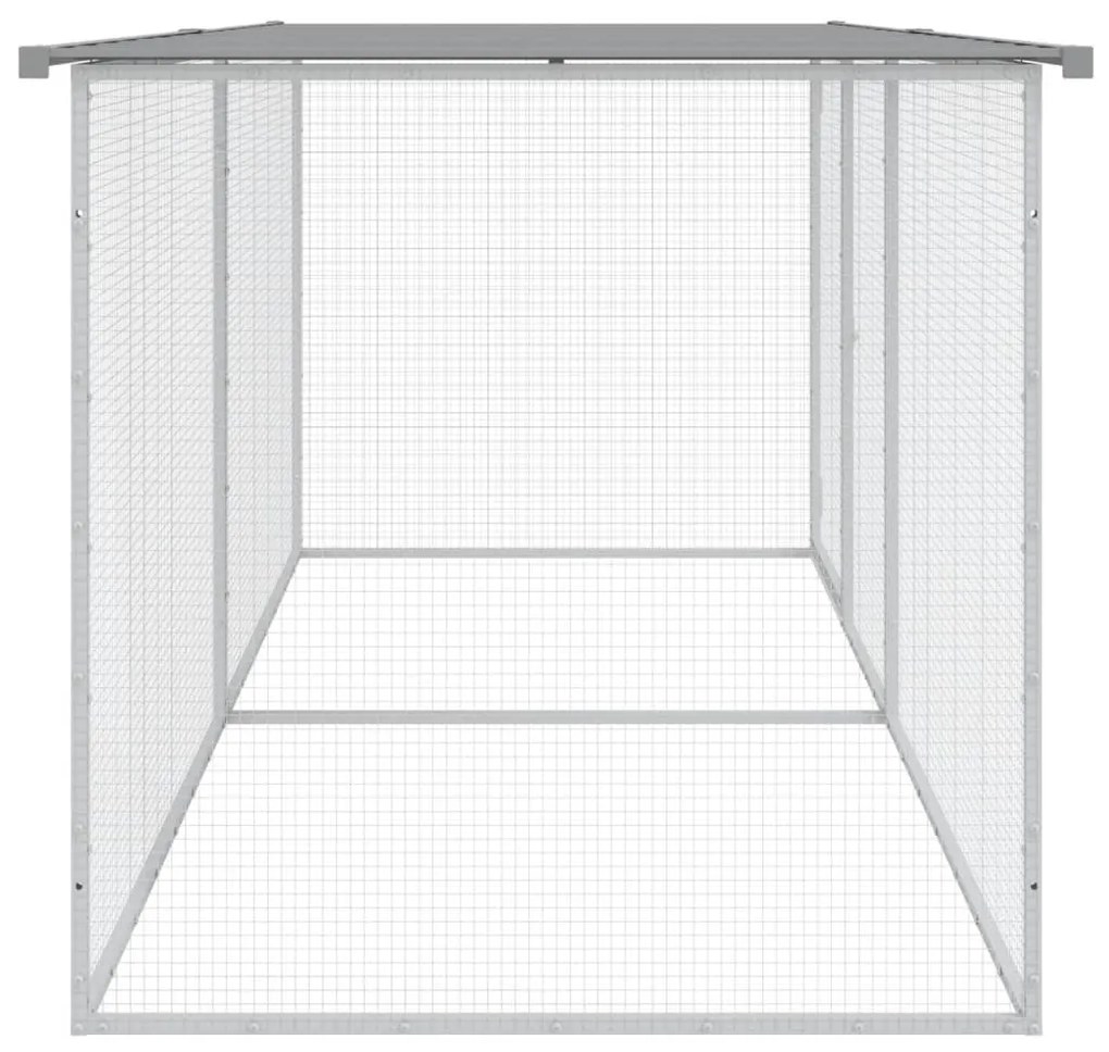 Galinheiro com teto 203x98x90 cm aço galvanizado cinza-claro