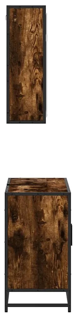 2 pcs conj. móveis casa de banho derivados madeira cor fumado