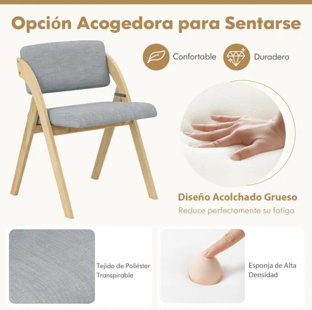 Conjunto de 2 cadeiras de cozinha acolchoadas e macias cinza