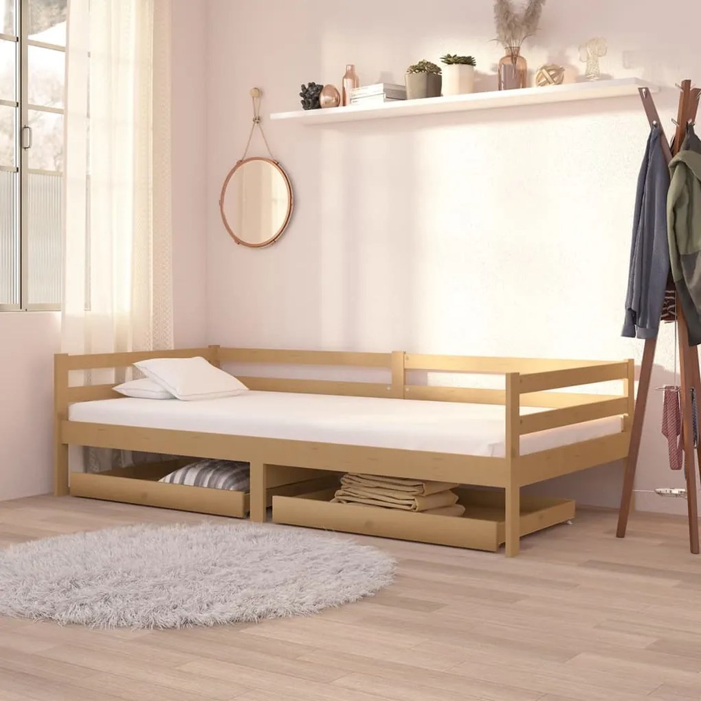 806973 vidaXL Gavetas p/ sofá-cama 2 pcs madeira de pinho maciça castanho-mel