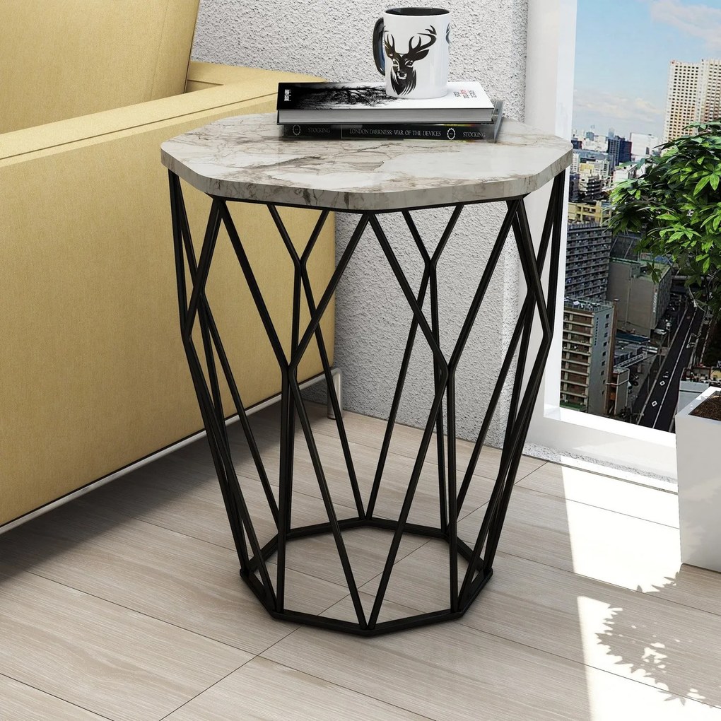 **** Mesa de Apoio Sofya – Branco/Preto – 46x57x46 cm
**