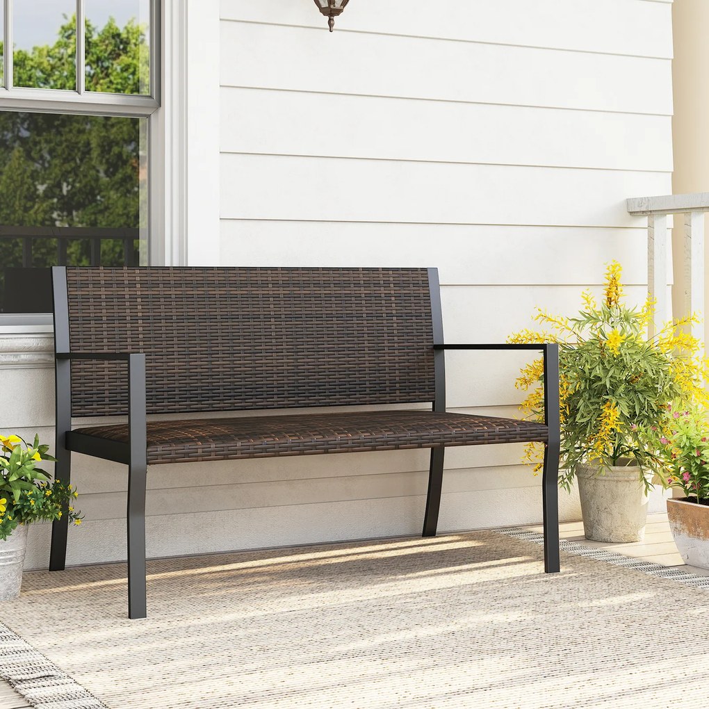 Banco de Jardim de 2 Lugares, 109 x 55 x 84 cm, Assento Acolchoado, Castanho