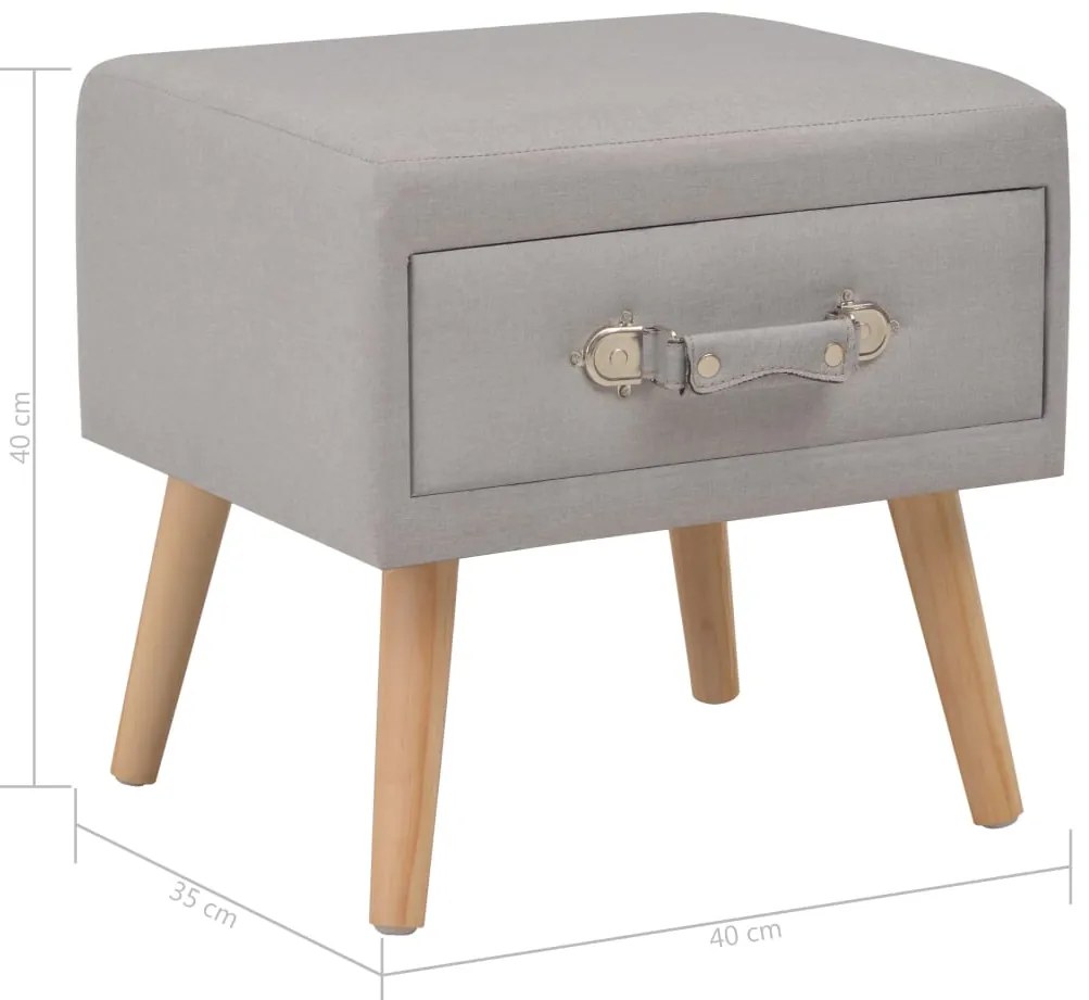 Mesa-de-cabeceira 40x35x40 cm tecido cinzento
