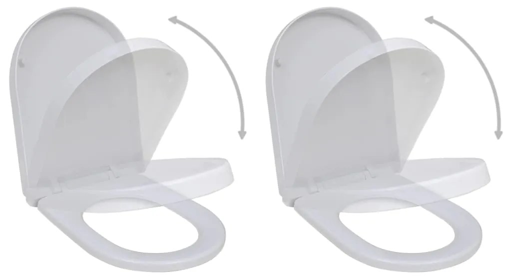 Tampos sanita com tampas de fecho suave 2 pcs plástico branco