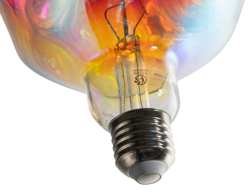 Lâmpada LED E27 Regulável Filamento Espiral G125 Arco-Íris 4W 200 lm 1800K