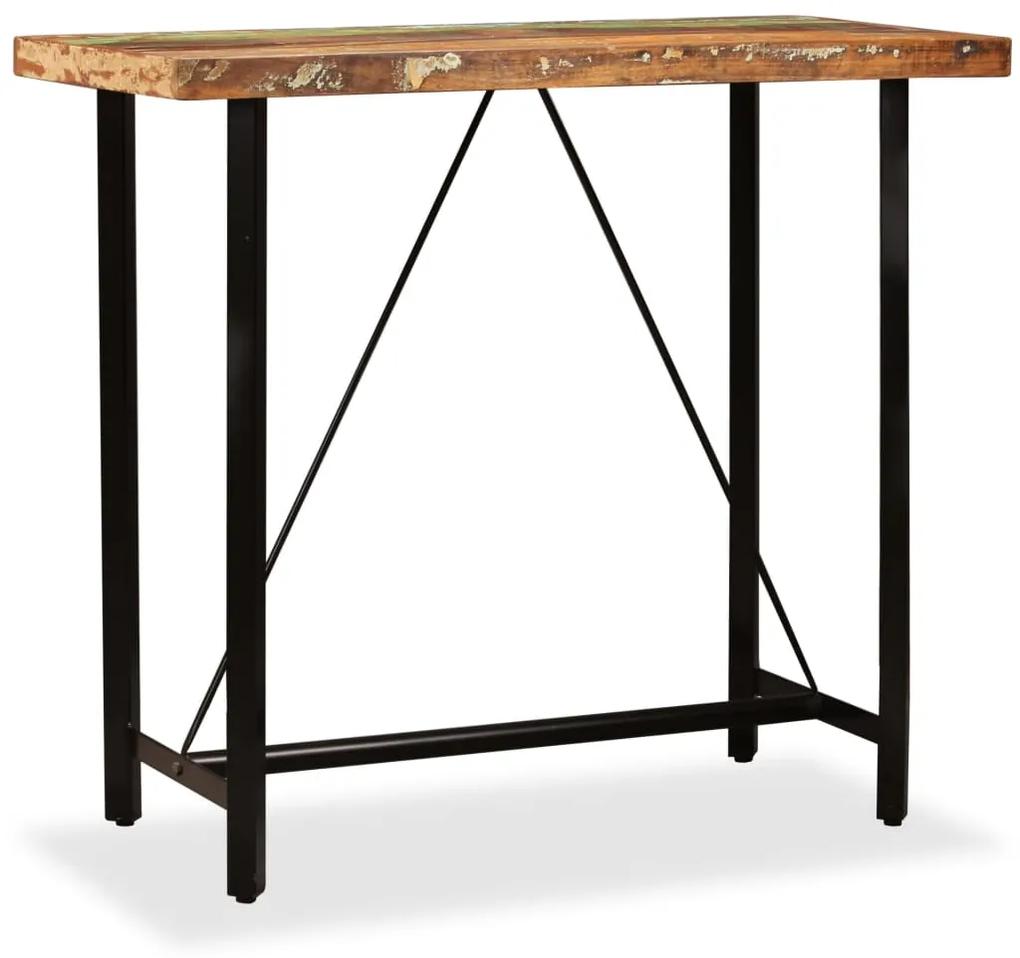 Mesa de bar em madeira reciclada maciça 120x60x107 cm
