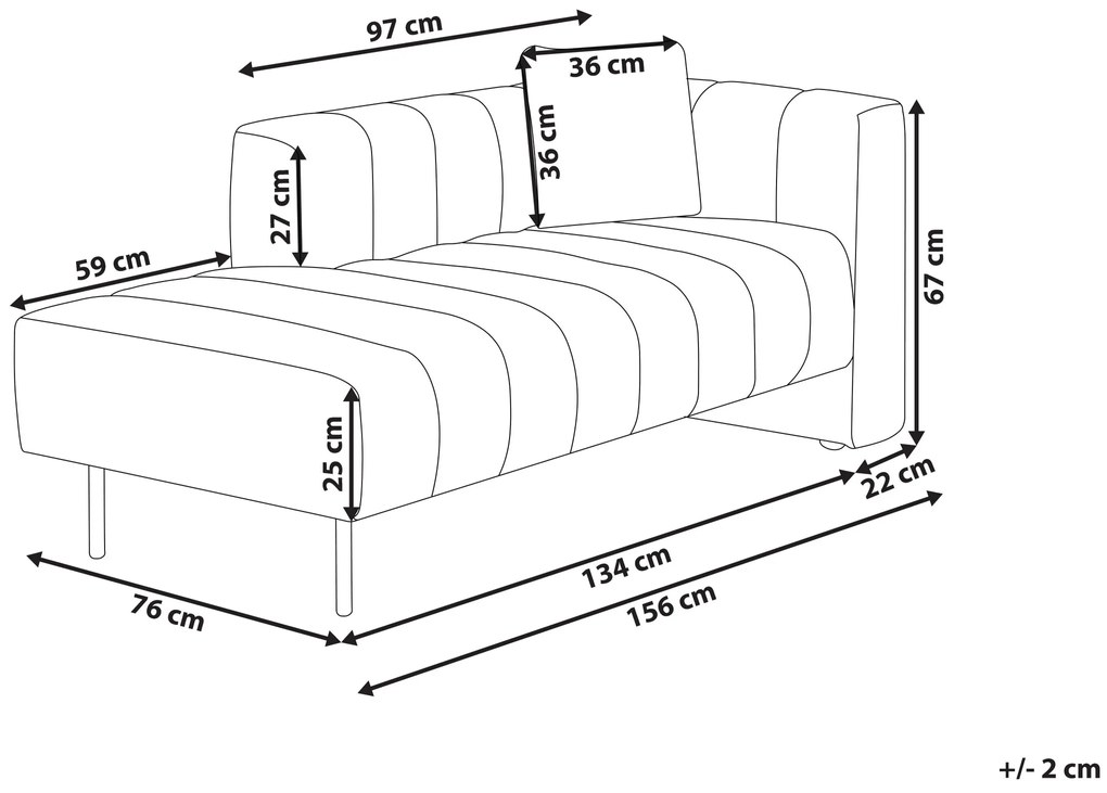 Chaise-longue à direita em veludo creme LANNILS Beliani