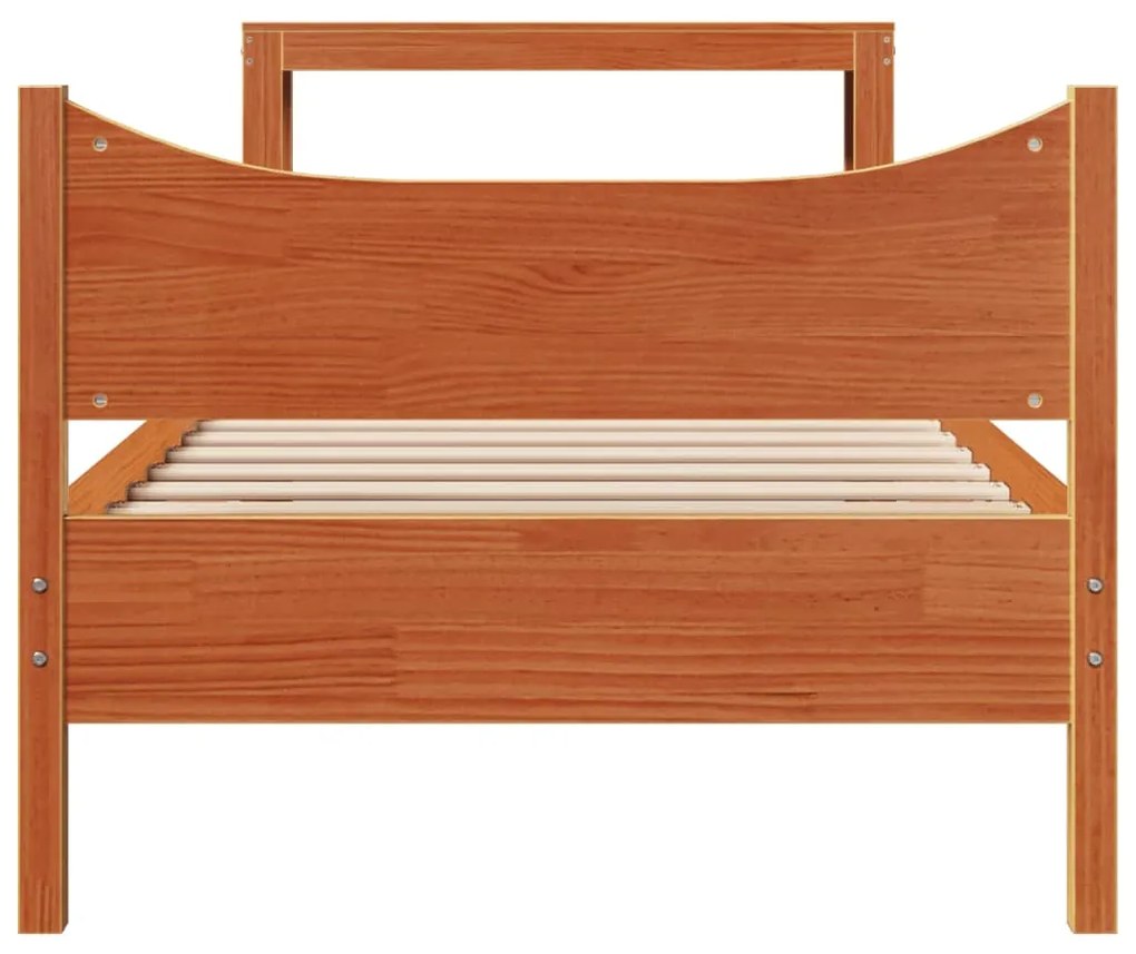 Estrutura cama c/ cabeceira 75x190 cm pinho maciço castanho-mel
