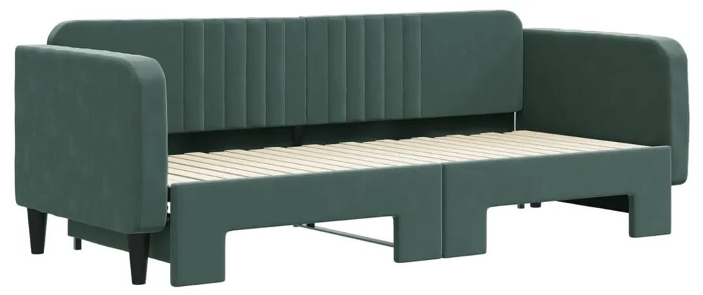 Sofá-cama com gavetão 80x200 cm veludo verde-escuro