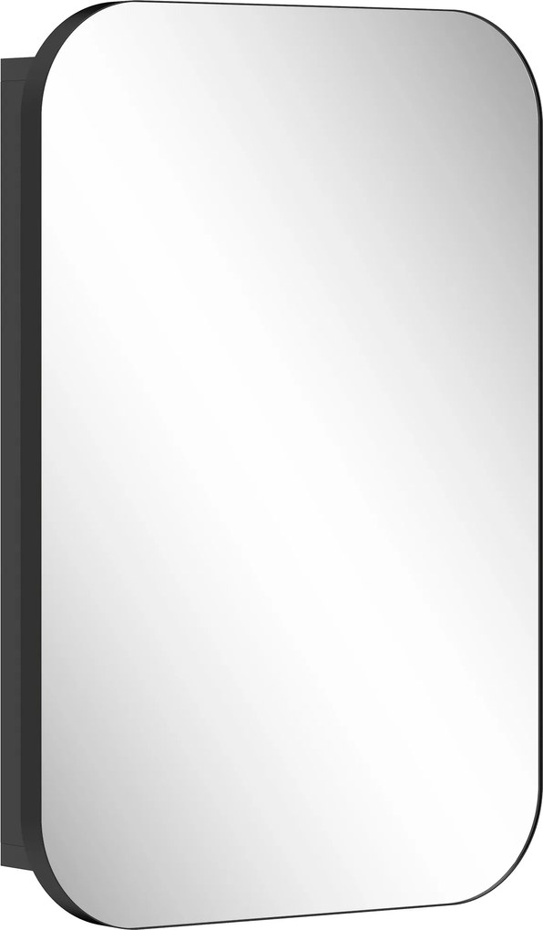 HOMCOM Armário com Espelho para Casa de Banho, Armário de Casa de Banho com Espelho, Armário Suspenso com Prateleira Ajustável, 40 x 10 x 60 cm, Preto | Aosom Portugal