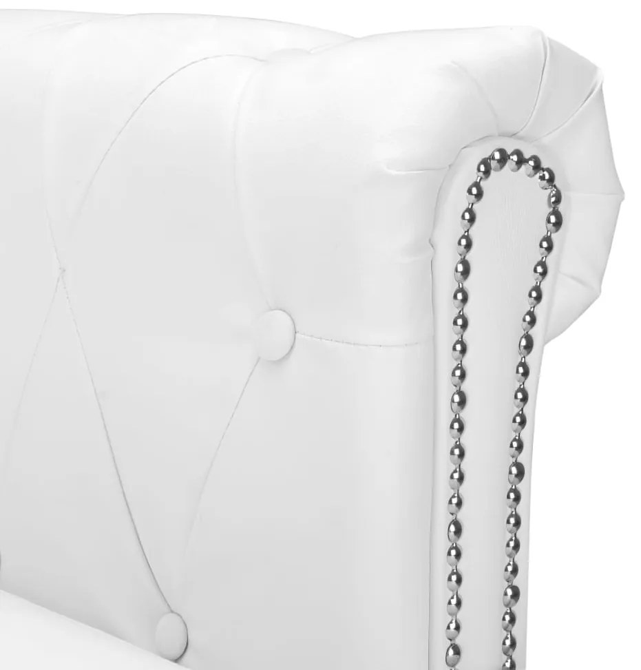 Sofá Chesterfield em forma de L couro artificial branco