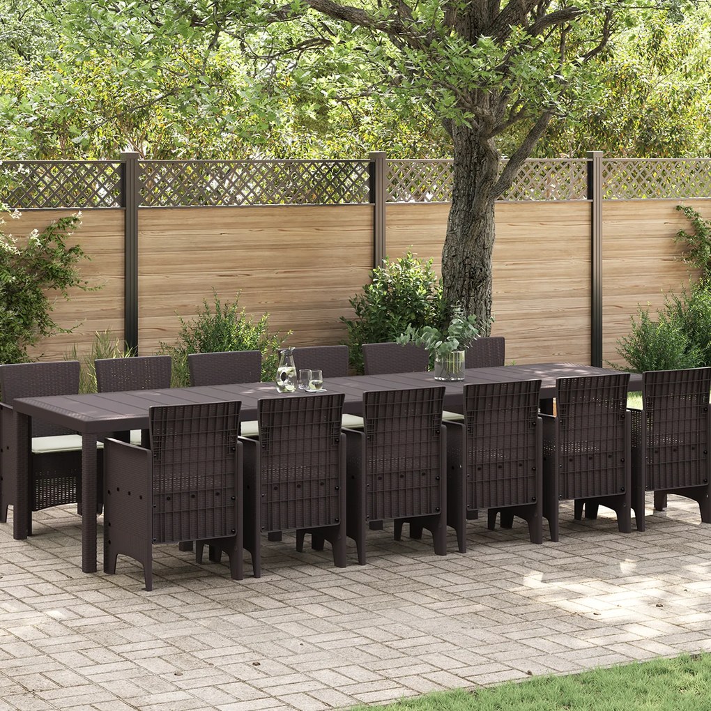 vidaXL Conjunto de Jantar Garden 5 Peças Castanho e Creme Vime Grande