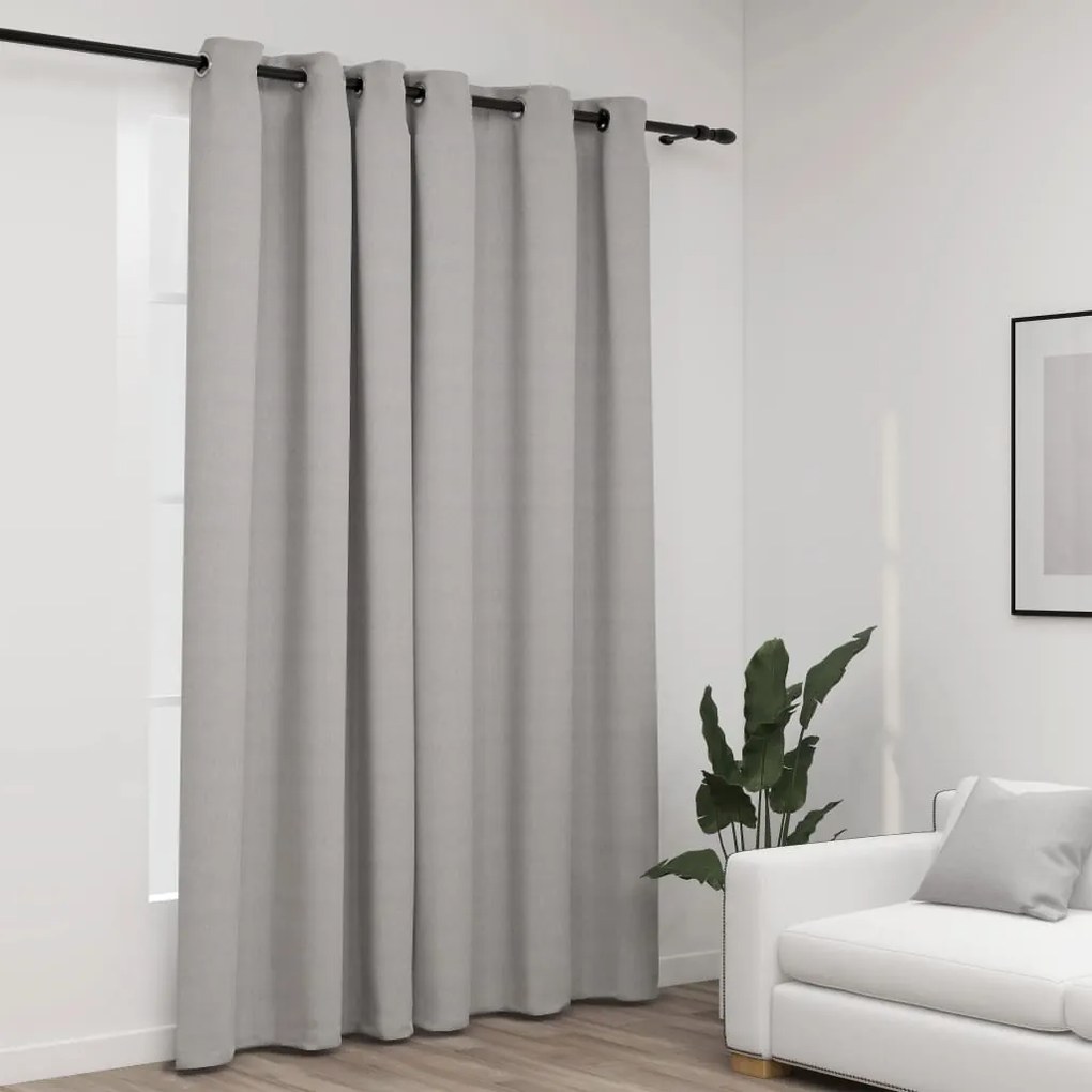 321171 vidaXL Cortina opaca aspeto de linho com ilhós 290x245 cm cinzento