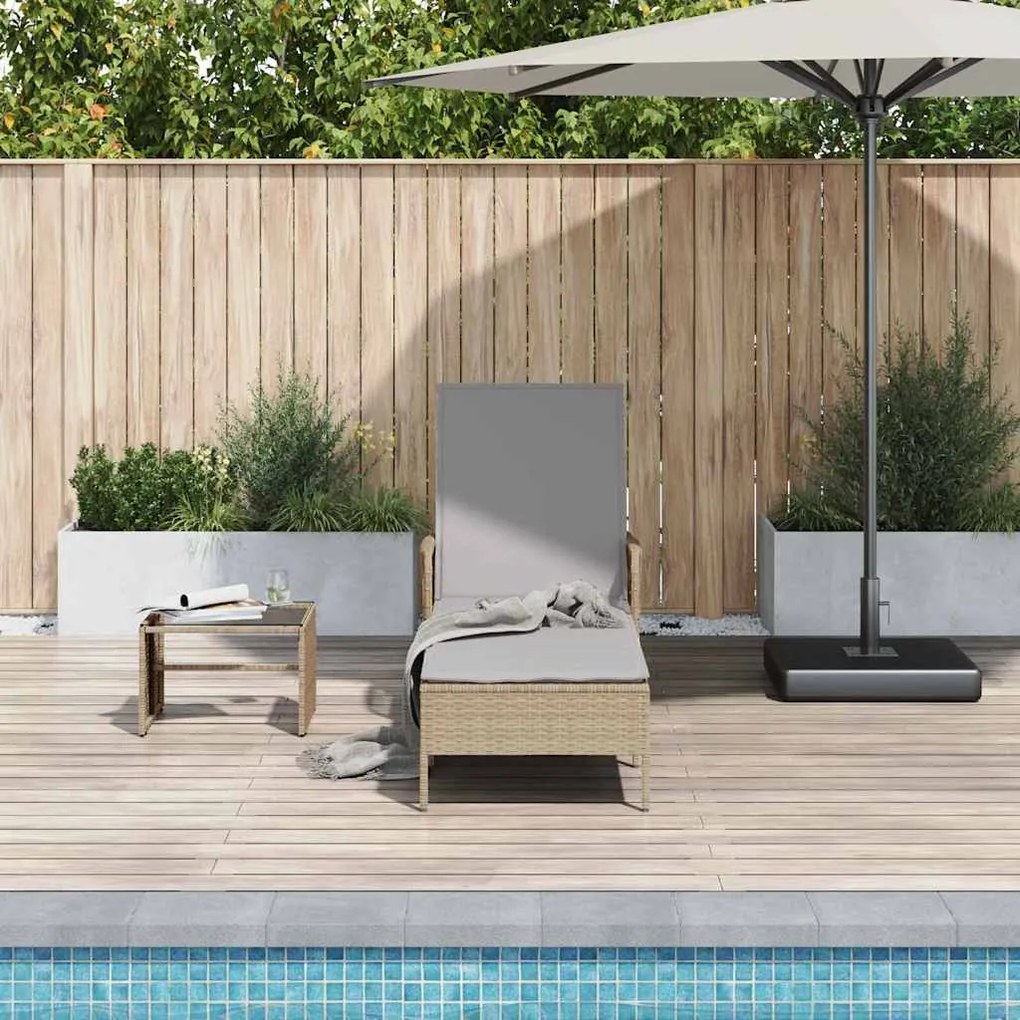 Espreguiçadeira Bege e cinza claro Rattan PE 157 x 55 x 92 cm