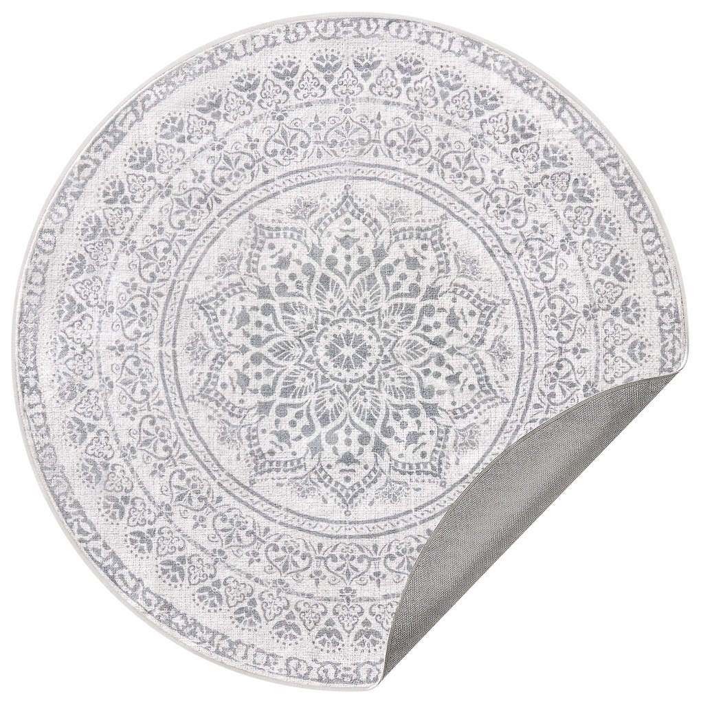 Tapete SONGMICS HOME, 160 cm de diâmetro, redondo e antiderrapante, decoração para sala de estar, quarto, lavável à máquina, estilo boho, cinza-pomba TAR052G01