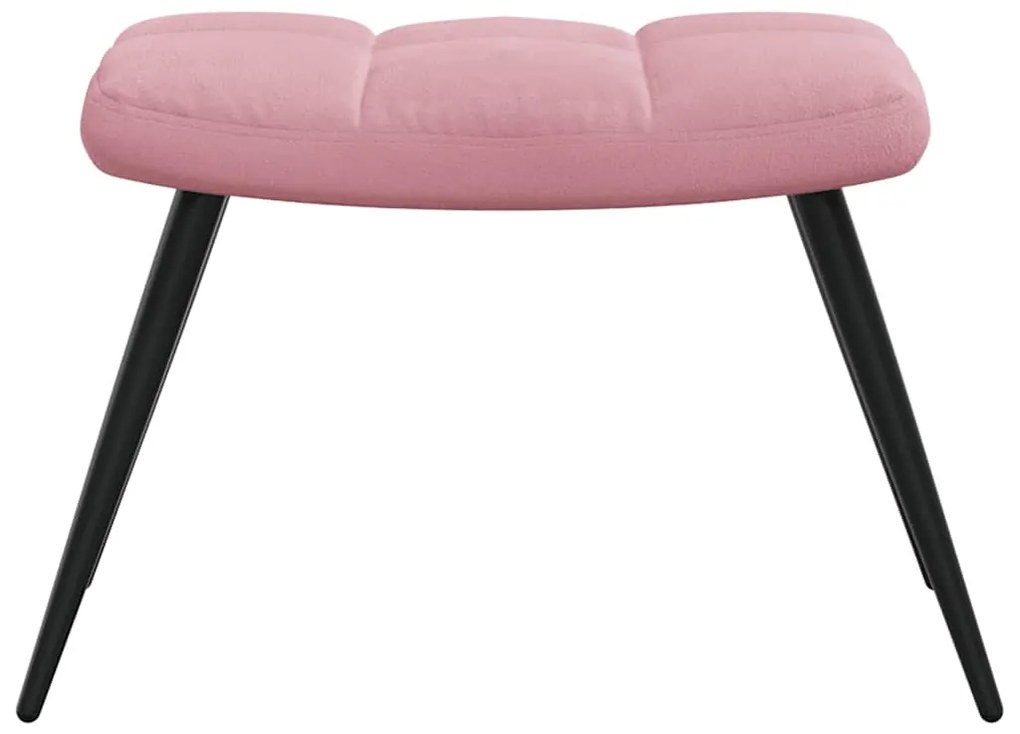 Cadeira de descanso com banco veludo rosa