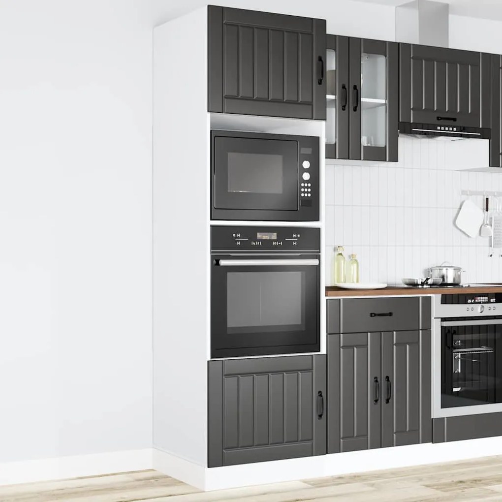 Armários forno 2 pcs Kalmar derivados de madeira preto