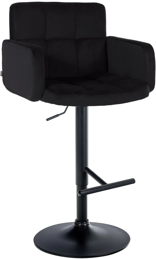 Banco de bar Los Angeles em veludo com estrutura preta 93-113 x 60 x 56 cm Preto