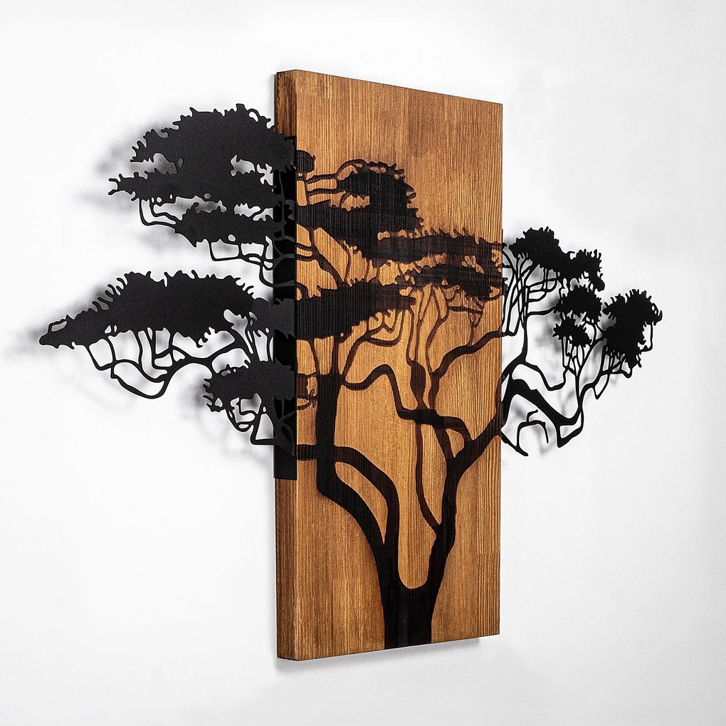 Acessório Decorativo de Parede Acácia – Nogueira e Preto – 90 x 58 cm