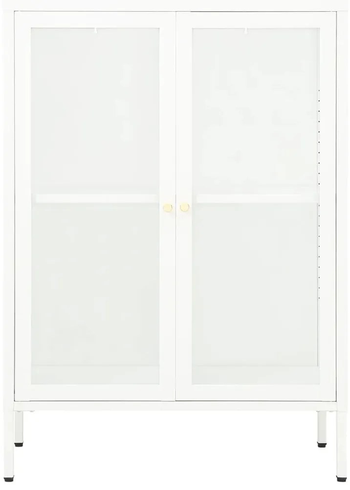 Aparador 75x35x105 cm vidro e aço branco