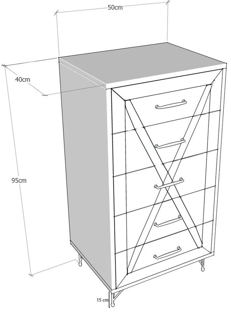 Cômoda Planet – Antracite Carvalho – 50x95x40 cm