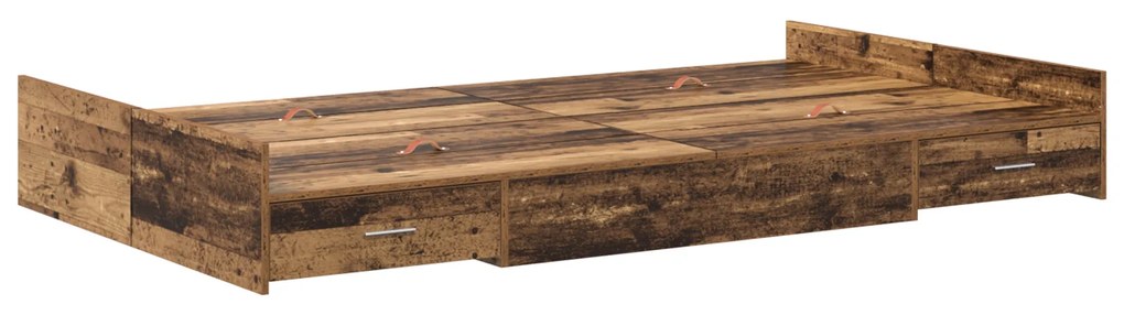 Cama com Armazenamento em Madeira Antiga, 120 x 190 cm, Madeira de Eng