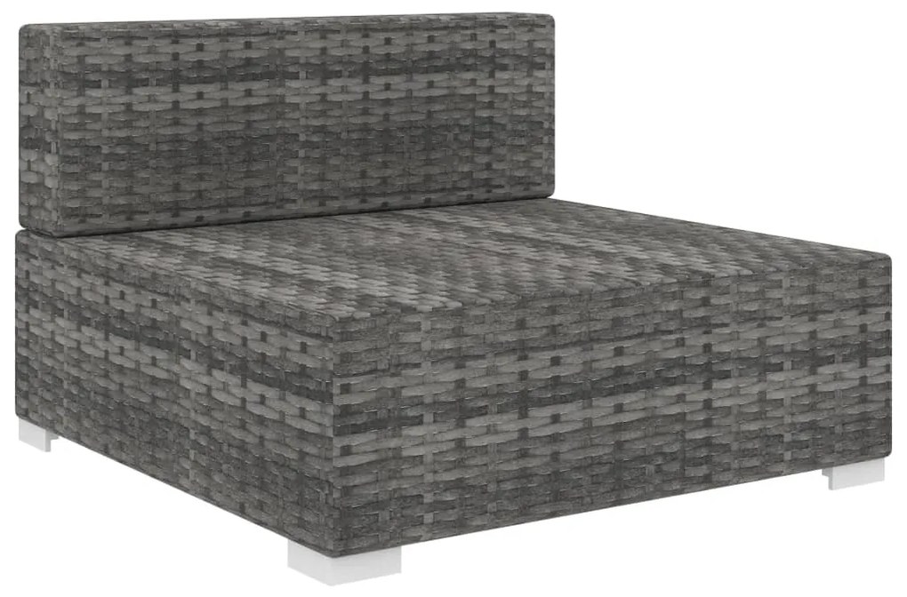 Assento de centro seccional c/ almofadões 1 pc vime PE cinzento