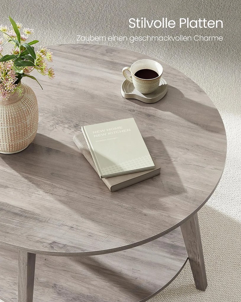 Mesa de centro com 2 níveis 80 x 45 cm Cinzento