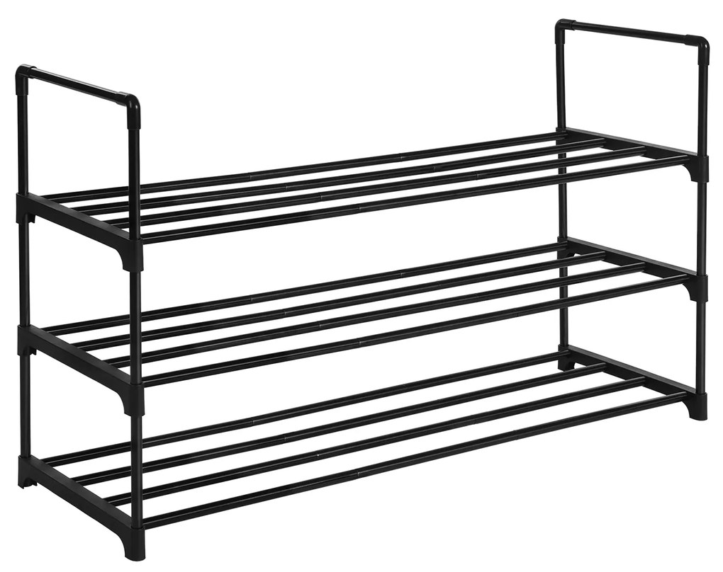 Sapateira com 3 prateleiras 92 x 30,5 x 55 cm preta