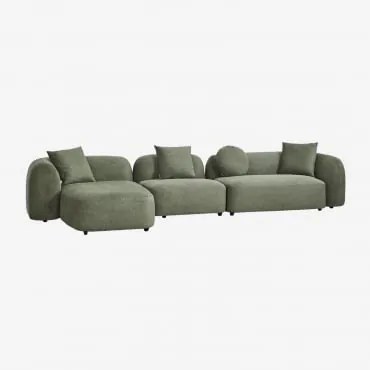 Sofá Modular Chaise Longue Esquerdo De 3 Peças Em Chenille Coco Chenille Verde Sálvia - Sklum