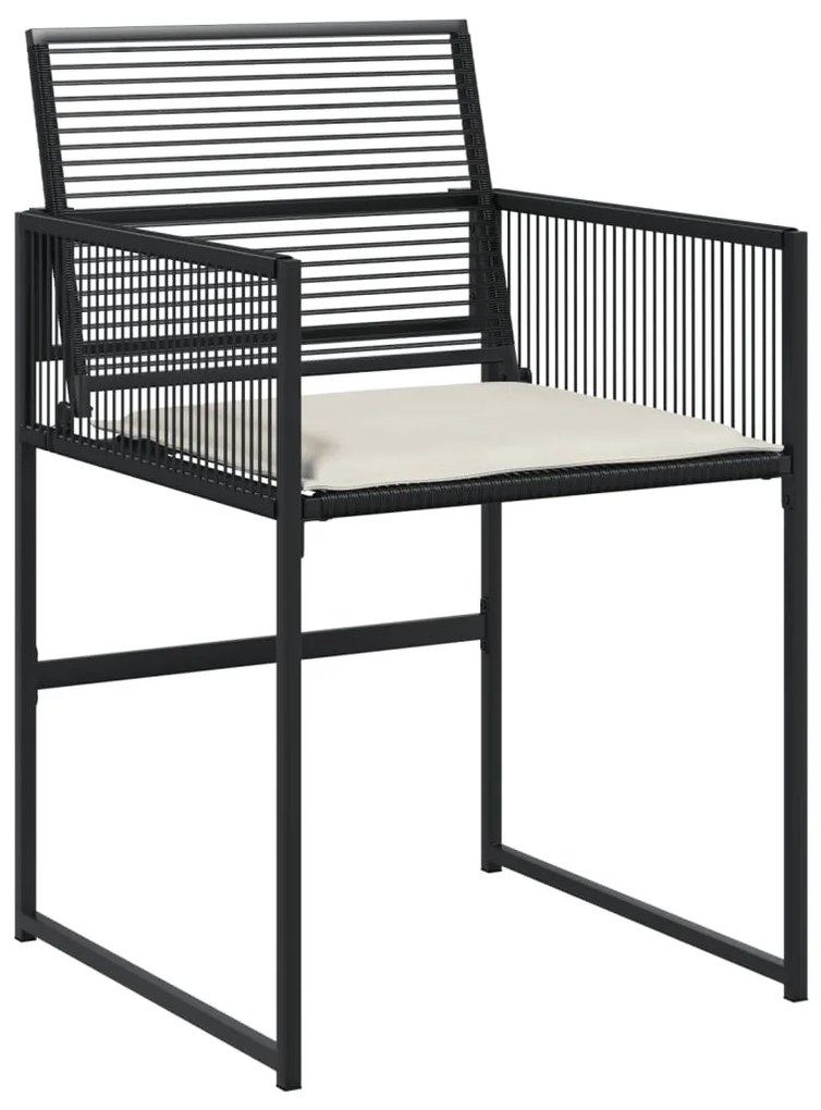 9 pcs conjunto de jantar p/ jardim c/ almofadões vime PE preto